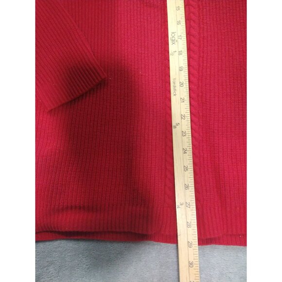 Talbots Sweater Womens 2X Red Lambs Wool Blend Pullover Crew Neck Cable Knit - Picture 3 of 7